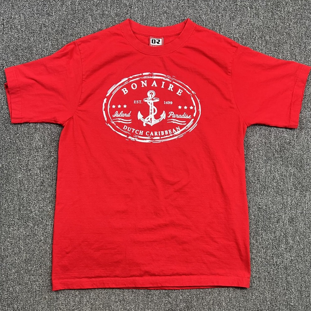 Dream USA Bonaire Dutch Caribbean Anchor Graphic Tee Size M Red Island Nautical